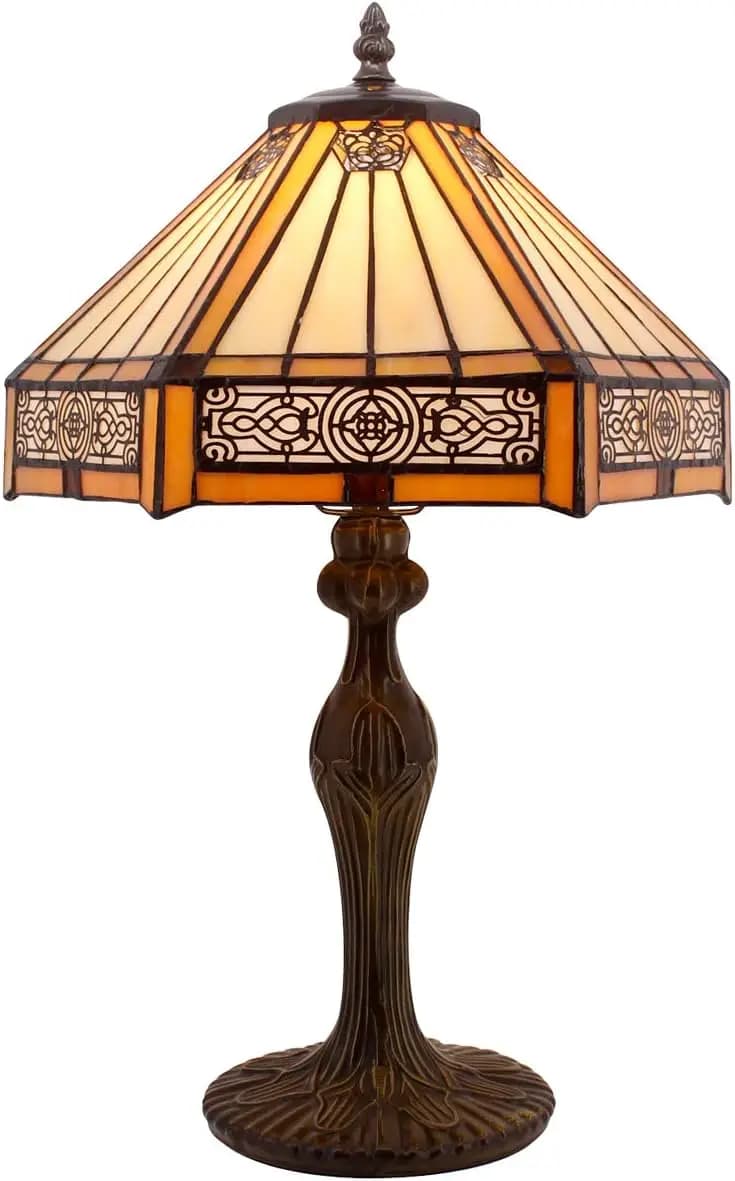 Tiffany 12X10X18 colored glass table lamp in mission style desk lamp for bedroom, living room, house