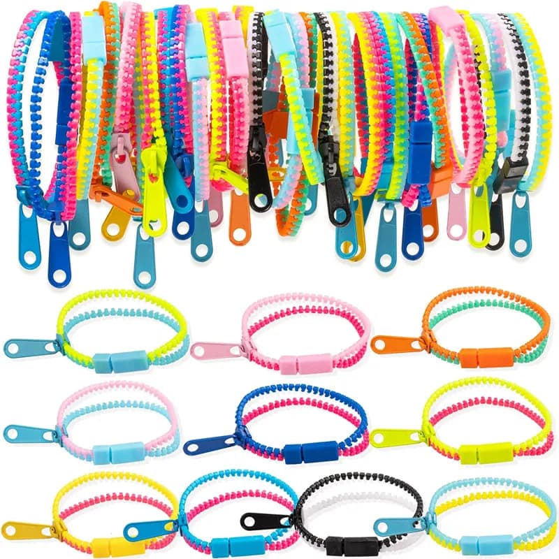 Braccialetti colorati a catena con cerniera Adulti Giocattoli sensoriali per decompressione dell'autismo per bambini Regali antistress per bambini