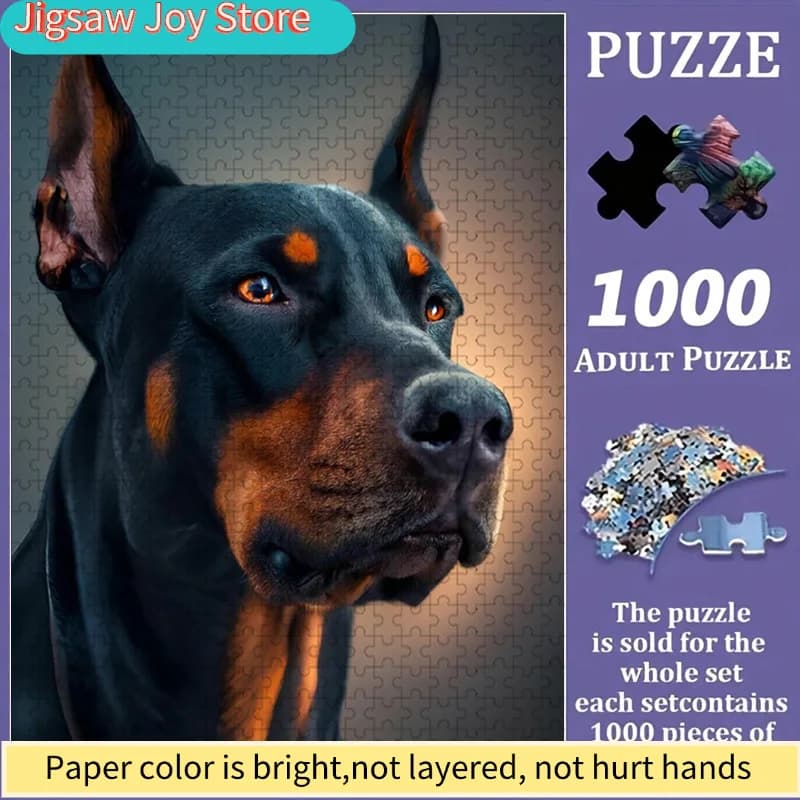 Puzzle colorato con cane Doberman - Grande gioco da tavolo per famiglie, regalo stimolante per gli amanti degli animali domestici, portatile