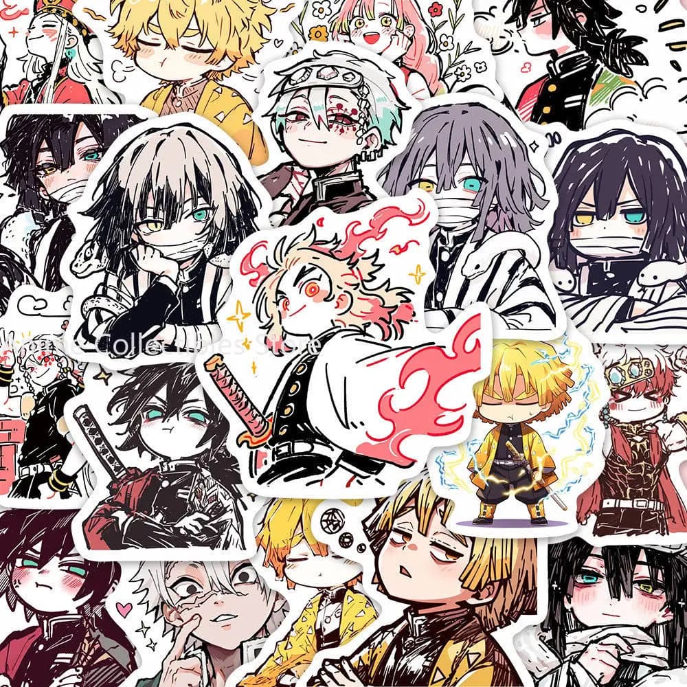 55 pezzi Demon Slayer Kamado Tanjirou adesivi anime simpatico cartone animato decorazione valigia laptop telefono cancelleria adesivo manga