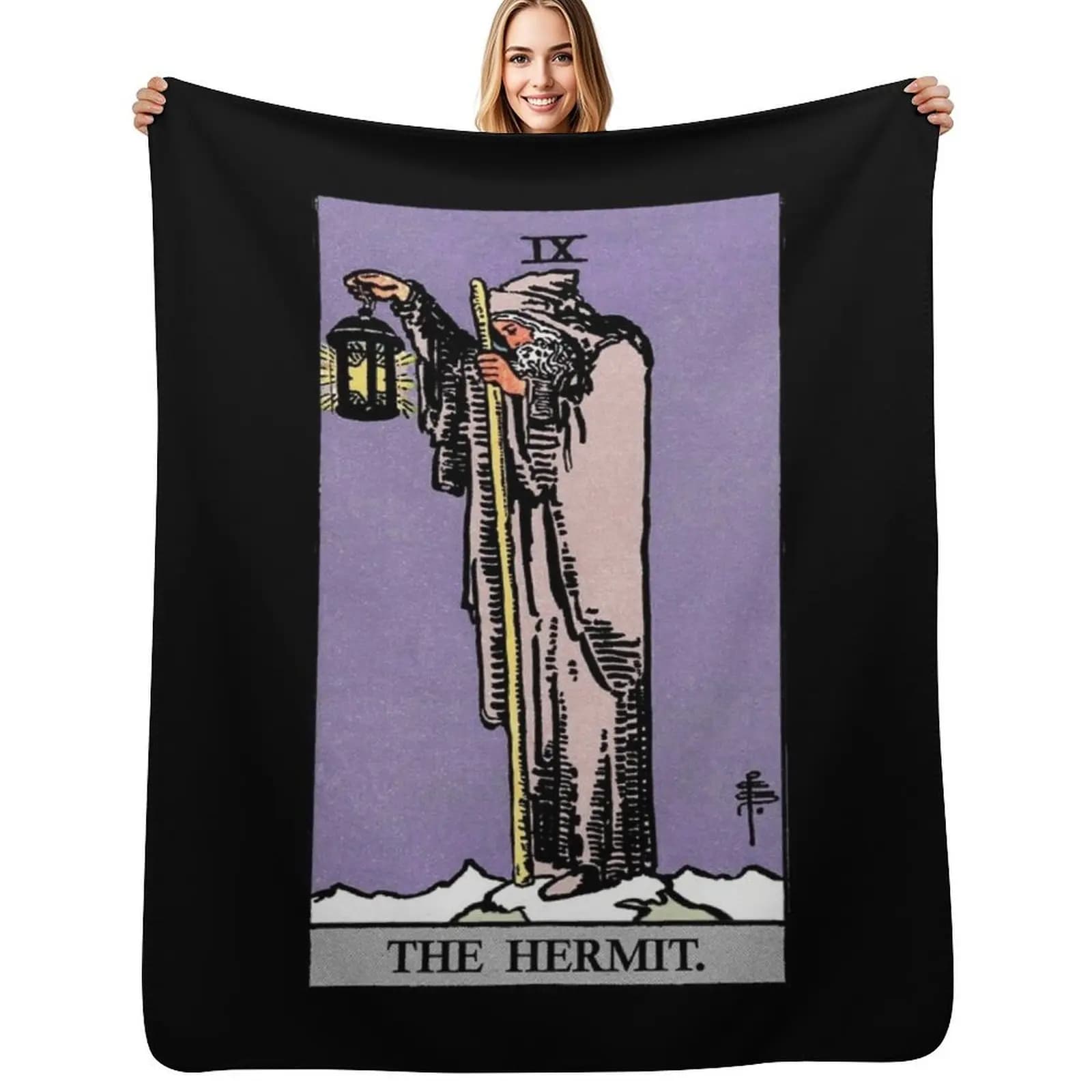 The Hermit Purple - Coperta decorativa con motivo Tarot Card, calda e accogliente, per la decorazione del soggiorno