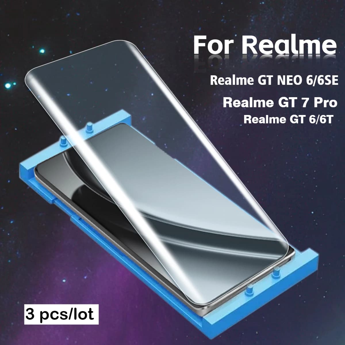 Preotettore schermo in ceramica completamente curvo da 3 pezzi per Reame GT 6 6T, Realme 7 Pro, Realme GT Neo 6 6SE, 6, 6 SE Flim protettivo