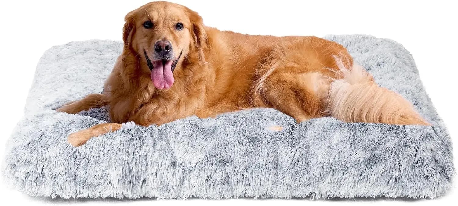 Cuccia Extra Large per Cani, Morbida Imbottitura in Finta Pelliccia Calmante Anti-Ansia, Tappetino Lavabile e Caldo con Fondo Antiscivolo, Grigio