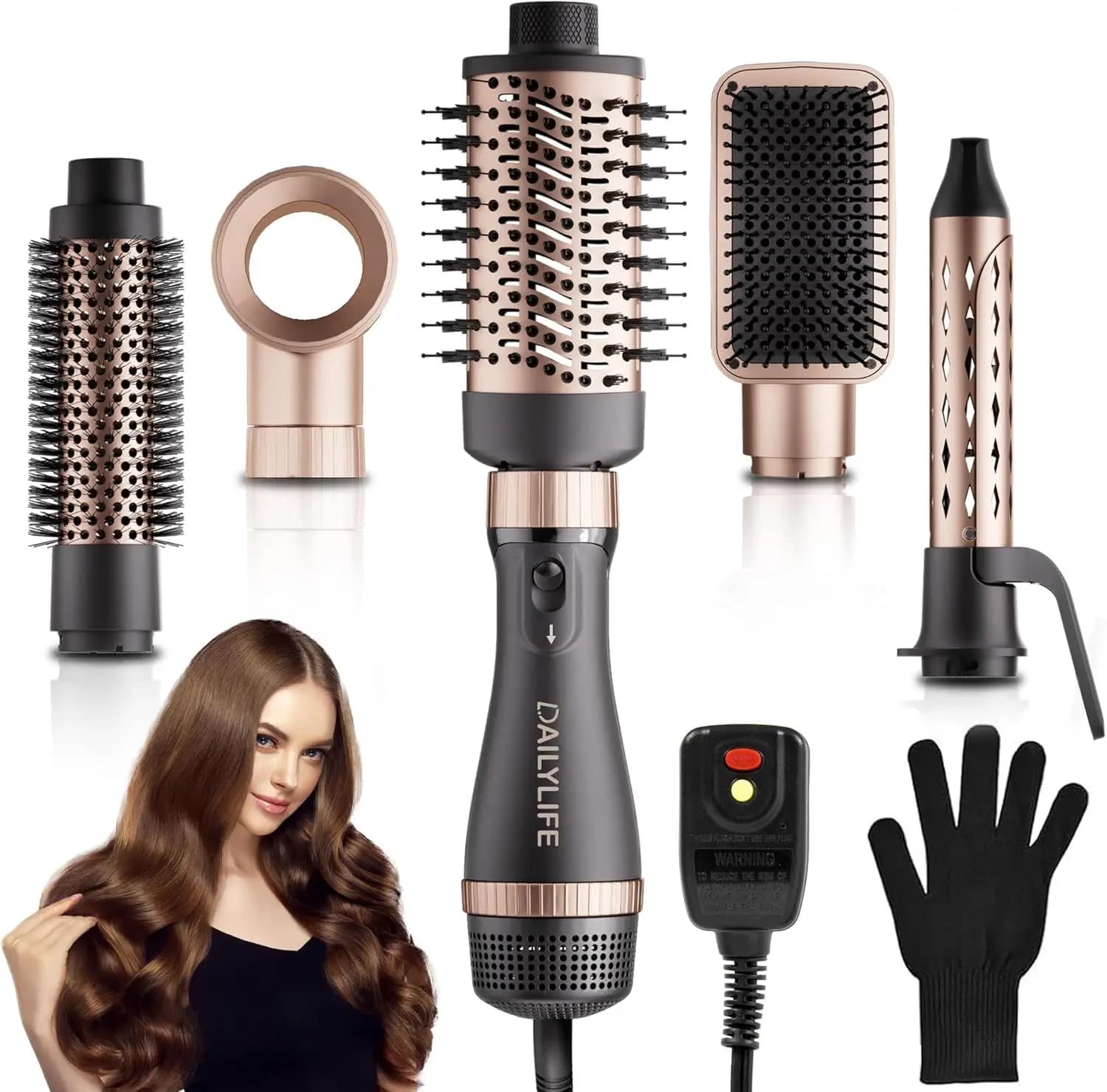 Set di Spazzole Asciugacapelli 5-in-1 con Tecnologia Ionica per Styling Professionale, Risultati Senza Crespo