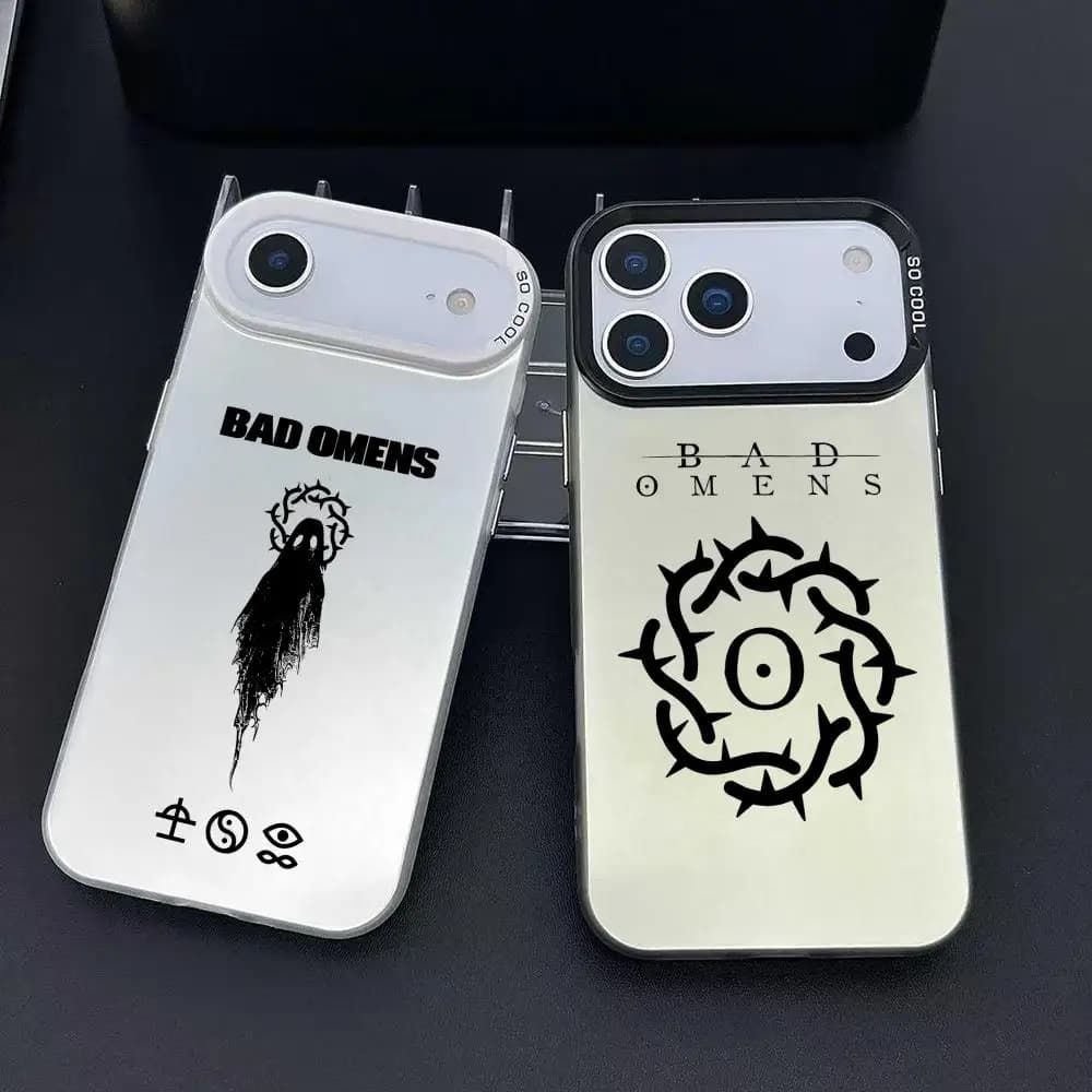Custodia per telefono Music Band B-Bad Omens per iPhone 17 16 15 14 13 12 11 Pro Max Air, colorata, opaca, laser, effetto aurora, antiurto