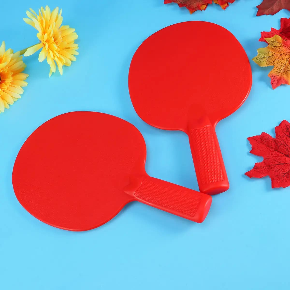 1 paio di racchette da ping pong in plastica per bambini, resistenti, leggere, resistenti all'usura, con impugnatura antiscivolo, design per bambini che giocano, colore blu