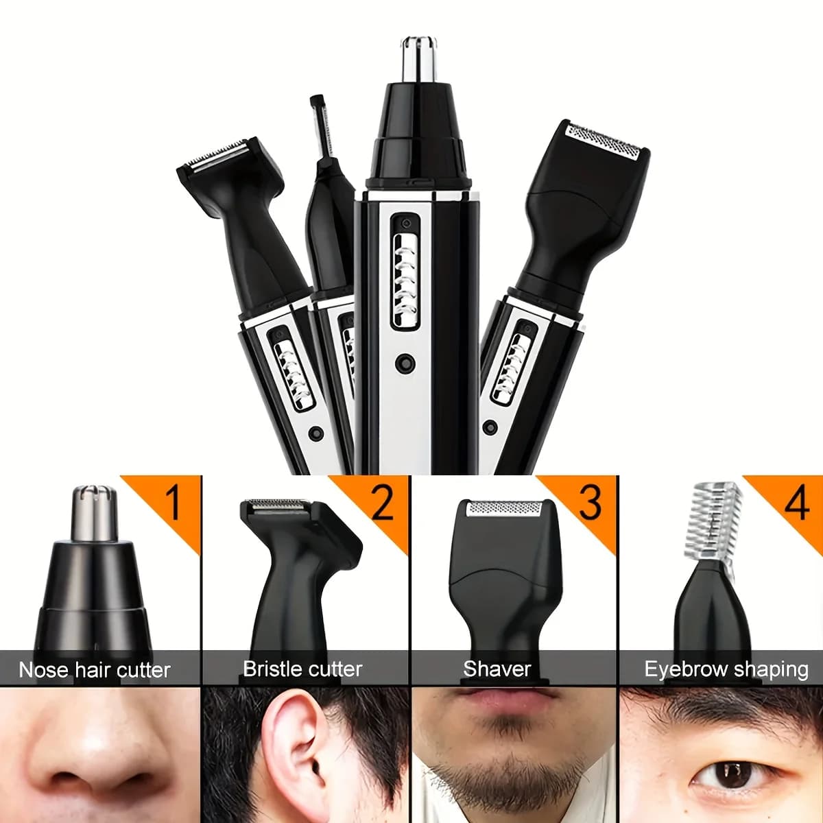 4 In 1 ricaricabile da uomo elettrico naso barba sopracciglia tagliacapelli indolore donne che tagliano sopracciglia barba tagliacapelli regalo