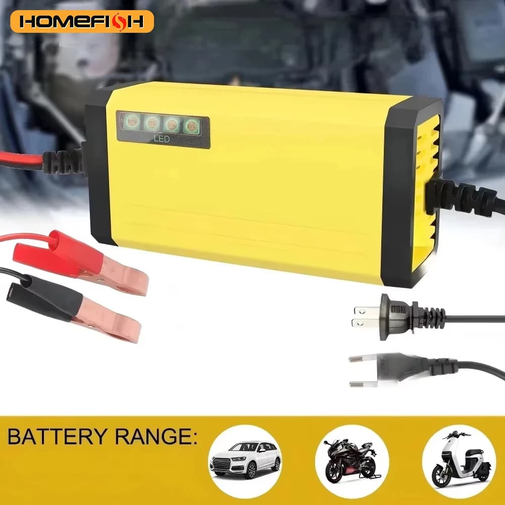 Charger for Auto 12V 2A 220V with Impulse Repair, for Lead Batteries Human Acid and Dry, LED Display, for Moto and Truck