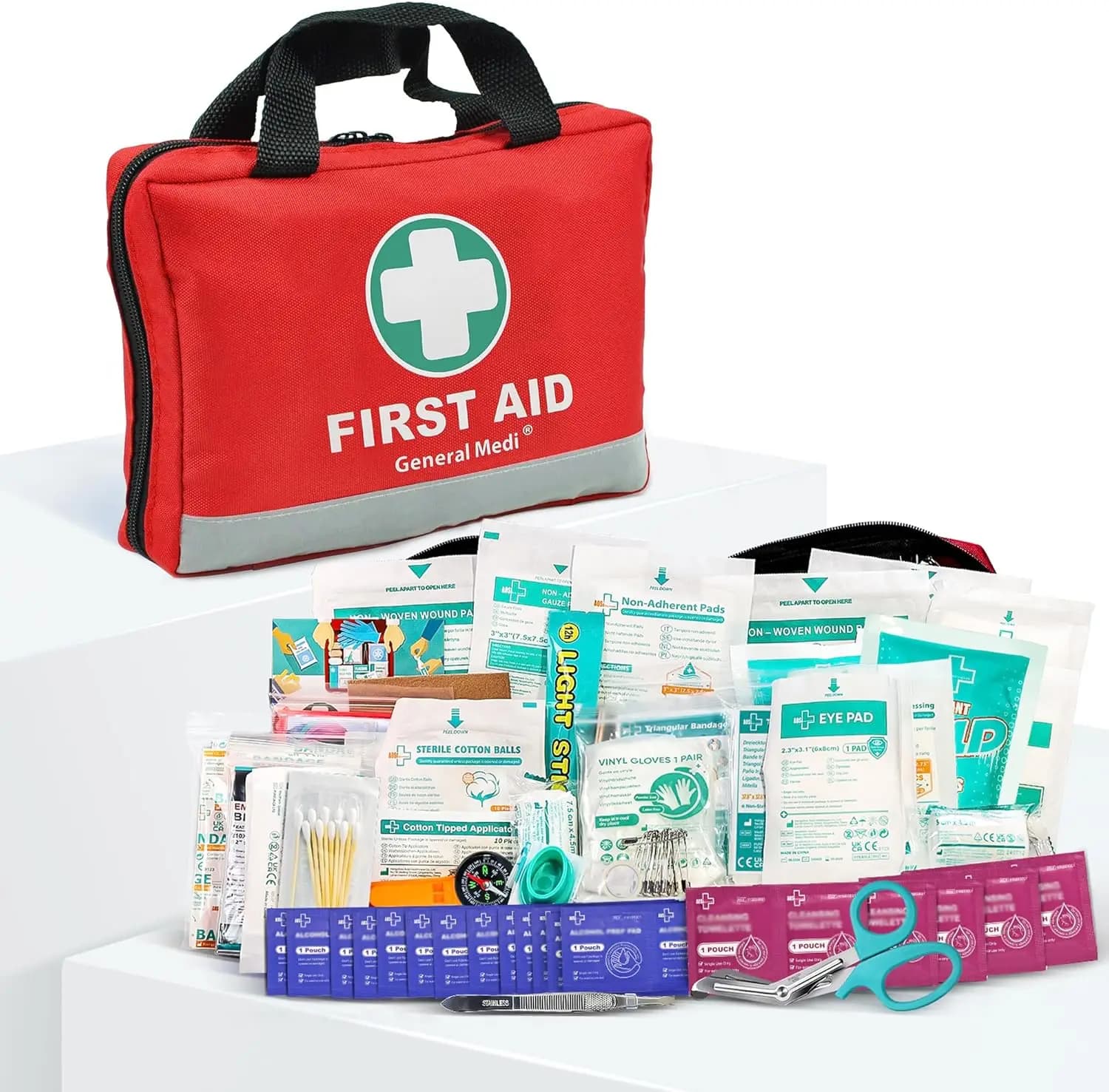 Kit di Pronto Soccorso da 309 Pezzi con Borsa Riflettente per Viaggi, Casa, Ufficio, Auto, Campeggio - Include Bende e Coperta di Emergenza
