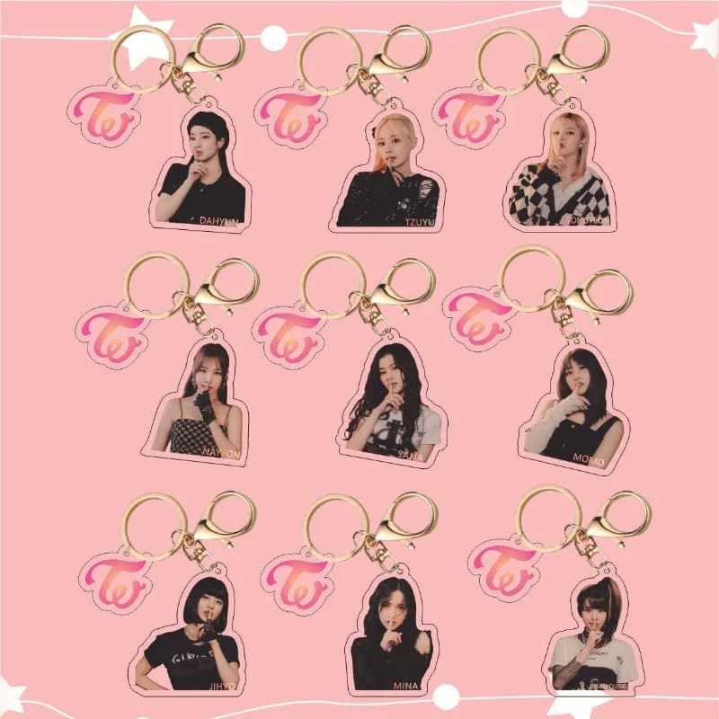 New TWICE Cute Cartoon Printed Acrylic Keychain Delicate Hanging Fashion for Handbag Backpack Daily Decoration Gift