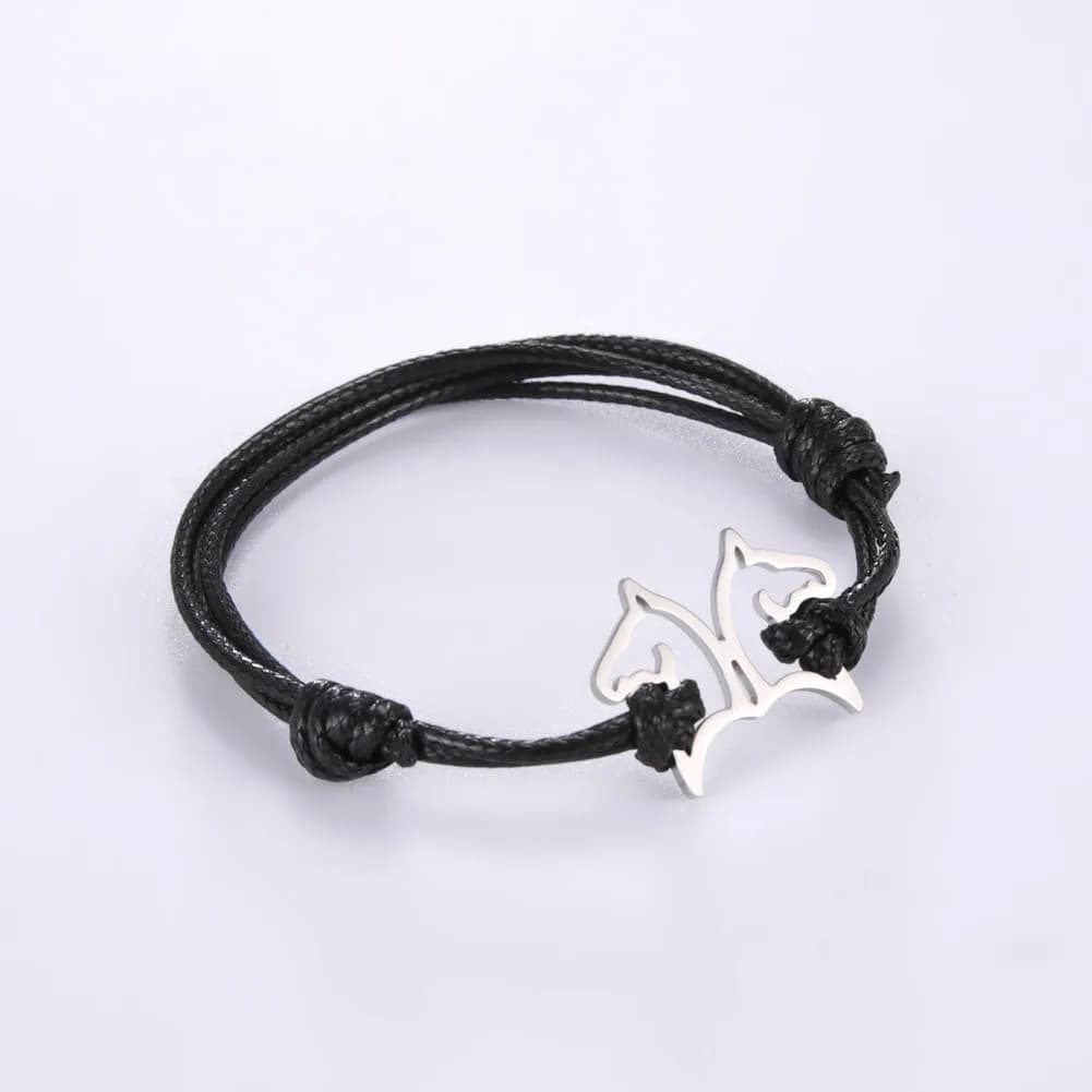 Openwork Double Horse Head Pendant Bracelet Stainless Steel Adjustable Bracelet Fashion Jewelry for Men Women Birthday Gifts