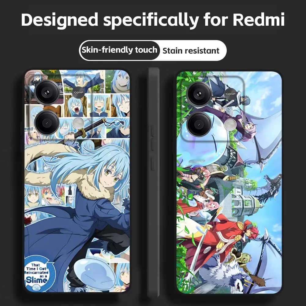 Slime Anime Rimuru Tempest Phone Case For Redmi Note 14 13 12 11 Pro Plus S 5G 14C A3 Soft Black Phone Cover