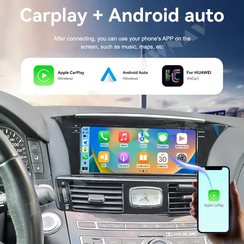 Android14 Carplay Display per autoradio da 10.25 pollici Touch Screen per Infiniti Q70L/M25 2011-2019 Lettore multimediale per auto di navigazione GPS