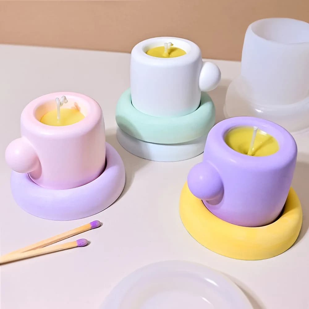 Realistic Mug Silicone Mold Korean Style Concrete Candle Cup Succulent Planter Cement Wax Containers Decor Epoxy Resin Mold