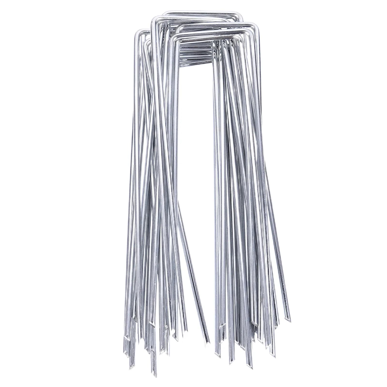 50 Pezzi Picchetti a U in Metallo Premium per Campeggio, Tende, Giardino e Paesaggistica - Utensili di Fissaggio
