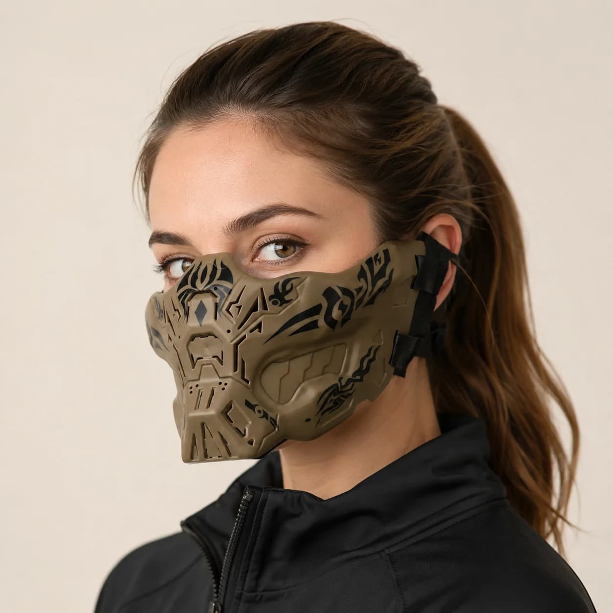 Qavctw Airsoft Half Face Mask, Lightweight Lower Face Cover with Silicone Comfort Padding, Adjustable Wear Mask Compatible with