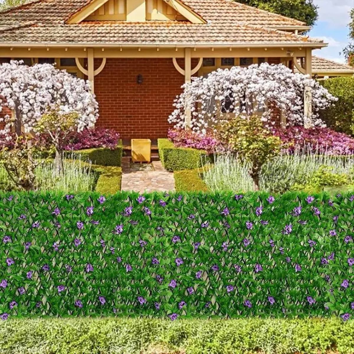 HITL 40cm Simulation Fence Garden Decorative Plants Artificial Flower Retractable Garden Privacy Fence Decorative Fence