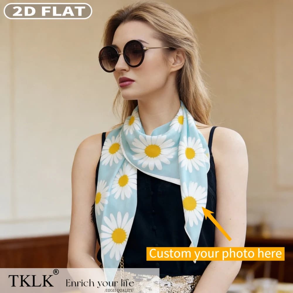 Sciarpa Quadrata Personalizzata in Raso per Donna, Bandana e Sciarpa Avvolgente Personalizzabili, Versatile come Fascia per Capelli, Foulard, Copricapo o per il Sonno