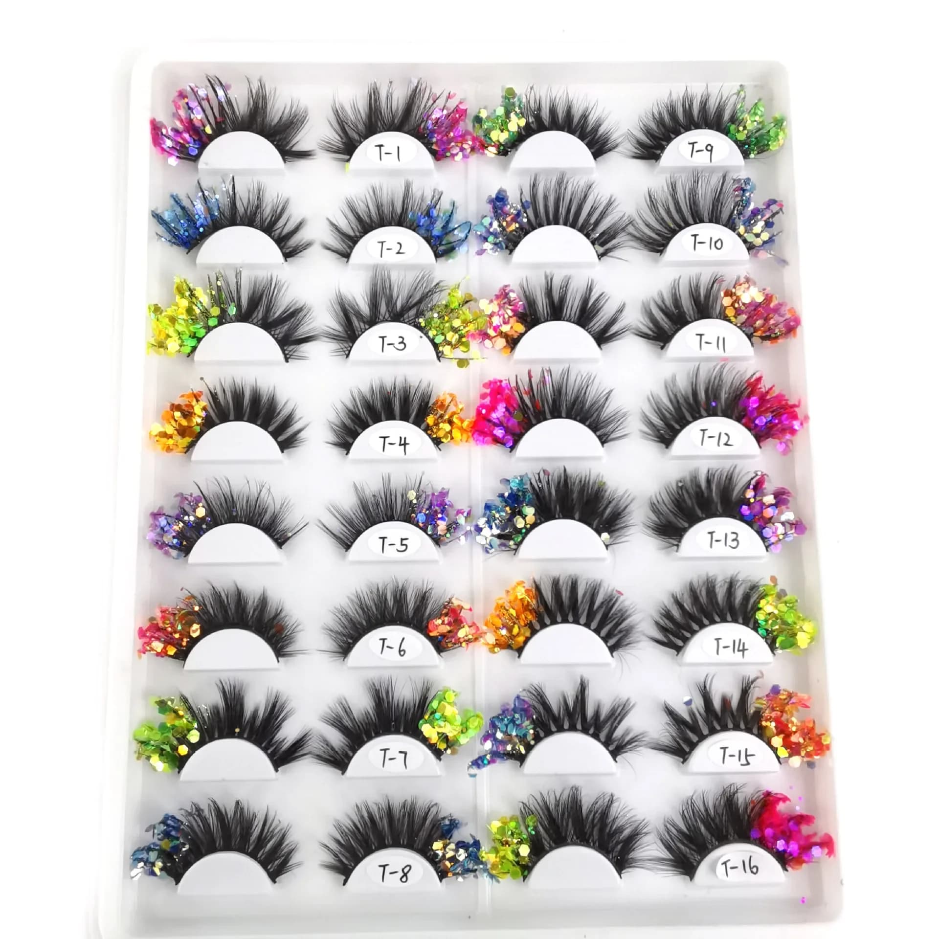 Coda degli occhi paillettes 3D ciglia finte Fluffy Drag Makeup ciglia fai da te Glitter decorativi paillettes colorate Cosplay strumento per il trucco delle ciglia