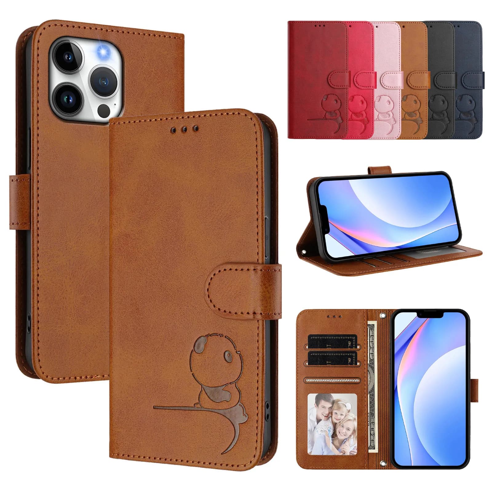 Custodia a libro in pelle di lusso con blocco RFID e 3 slot per carte, a tema Panda, per Nothing Phone 3A Pro 2A CMF Phone 1