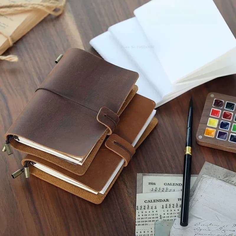 New Leather Handmade Retro Watercolor Book Travel Sketch Hand Account Water Color Painting Creation Portable Hand Painting Book