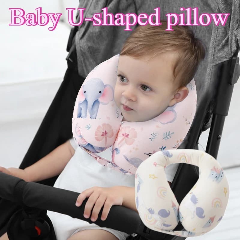 Cuscino da Viaggio Portatile per Neonati e Bambini, Supporto per Testa e Collo, per Seggiolino Auto e Passeggino, Morbido Poggiatesta da Viaggio a Forma di Cartone Animato