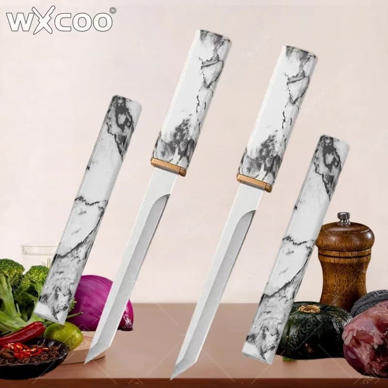 WXCOO Stainless Steel Kitchen Knife with Fodero, Forged in Hand, for Butcher, Disposable, Fruit, Roasted Lamb and Steaks