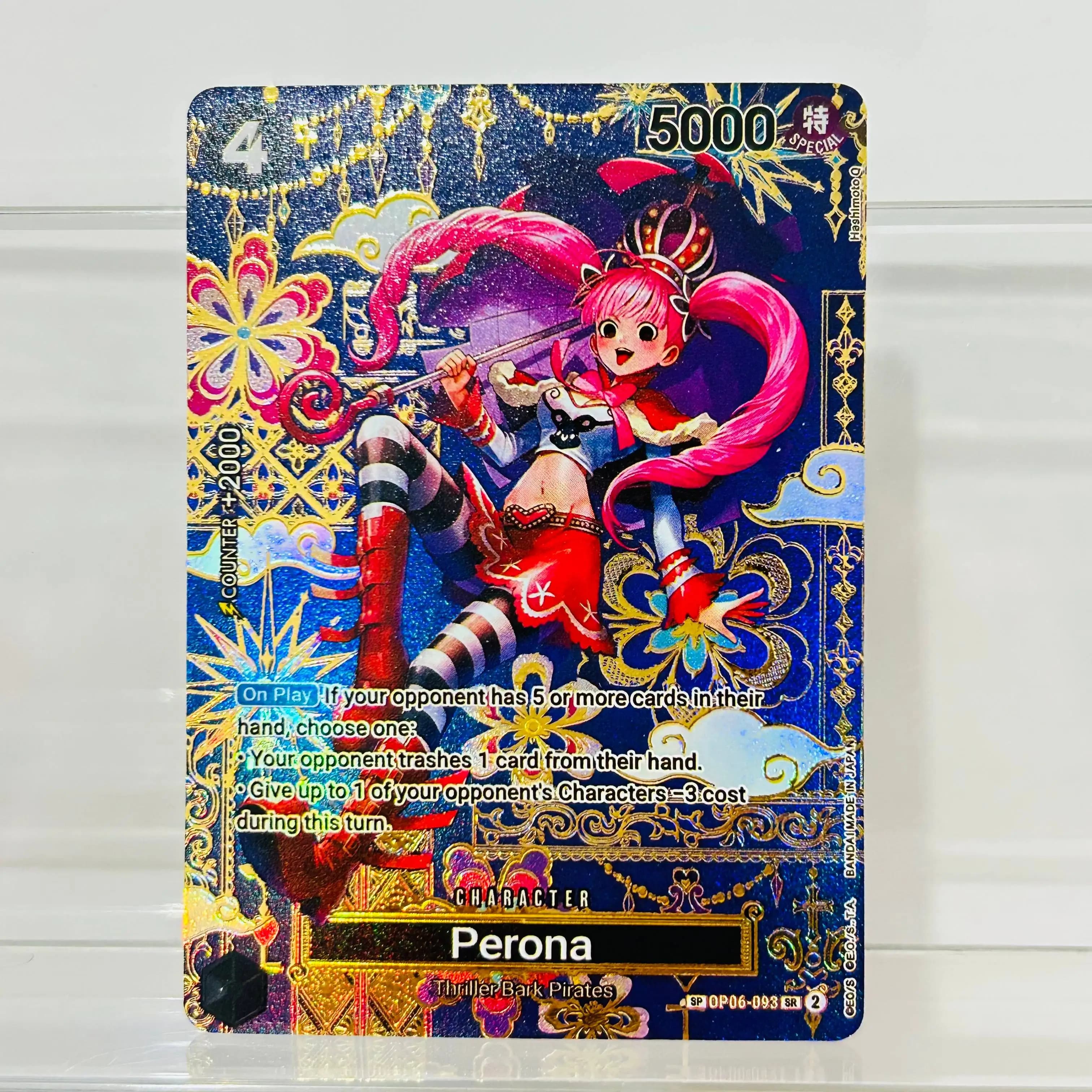 One Piece Perona OP06-093 Character Card Gold Foil Holographic Texture Cards Collectible Grade DIY Premium Anime Collection Card