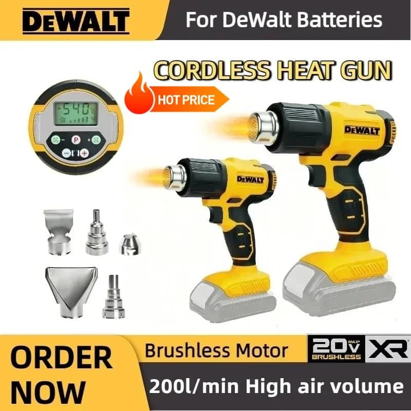 Pistola Termica Dewalt 18/20V 350-550 ° Blocco di sicurezza per flusso d'aria C Temp 200L/min per lavori di termoretrazione in ambito automobilistico e domestico