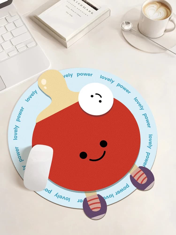 Ping Pong Rack Shaped Leather Mouse Mat, Wrist Guard, Laptop, Office Desk Mat
