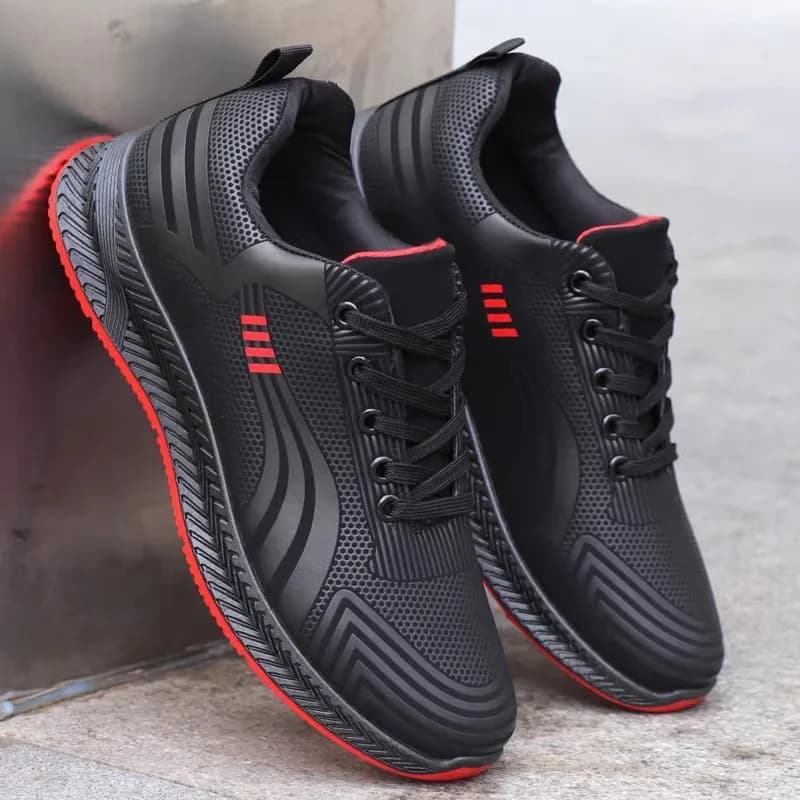 Scarpe da uomo autunnali, sneakers casual impermeabili, alla moda, coreane, antiscivolo, nere, traspiranti, da corsa