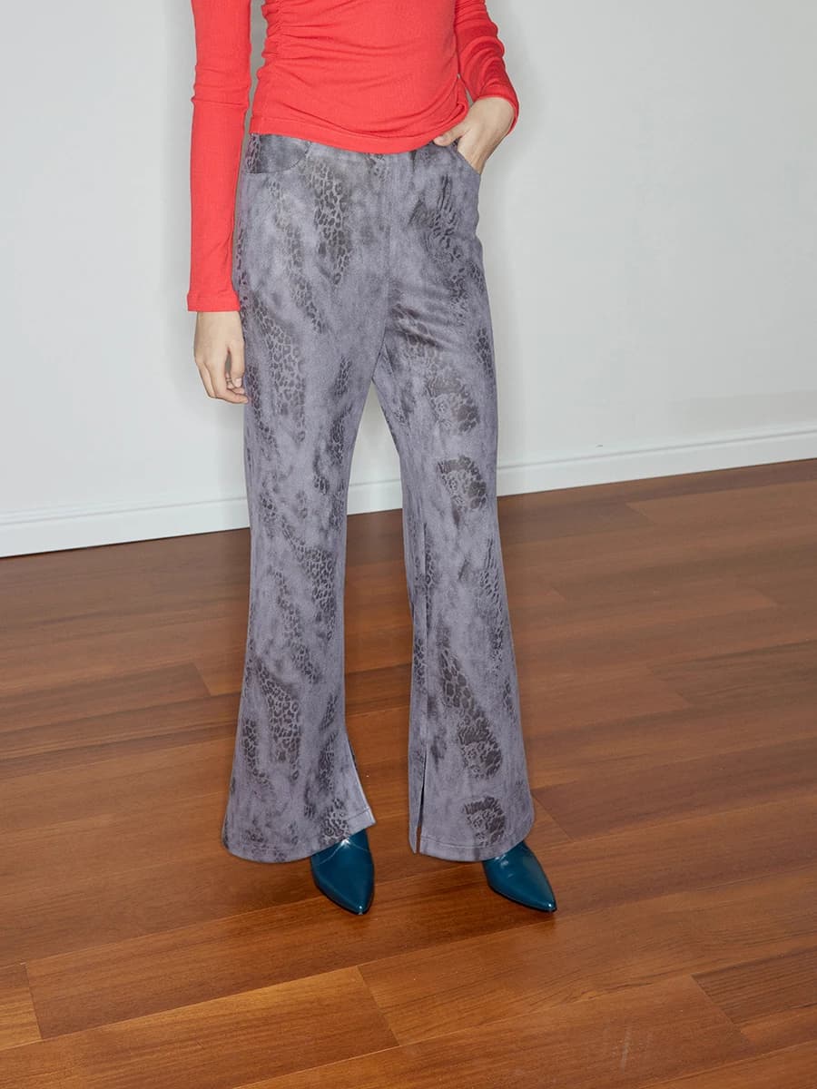 Leggings Dritti in Camoscio con Stampa Serpente Street Sle, Pantaloni Snellenti Marca APE KISS, Pantaloni Casual da Donna in Fibra di Poliestere