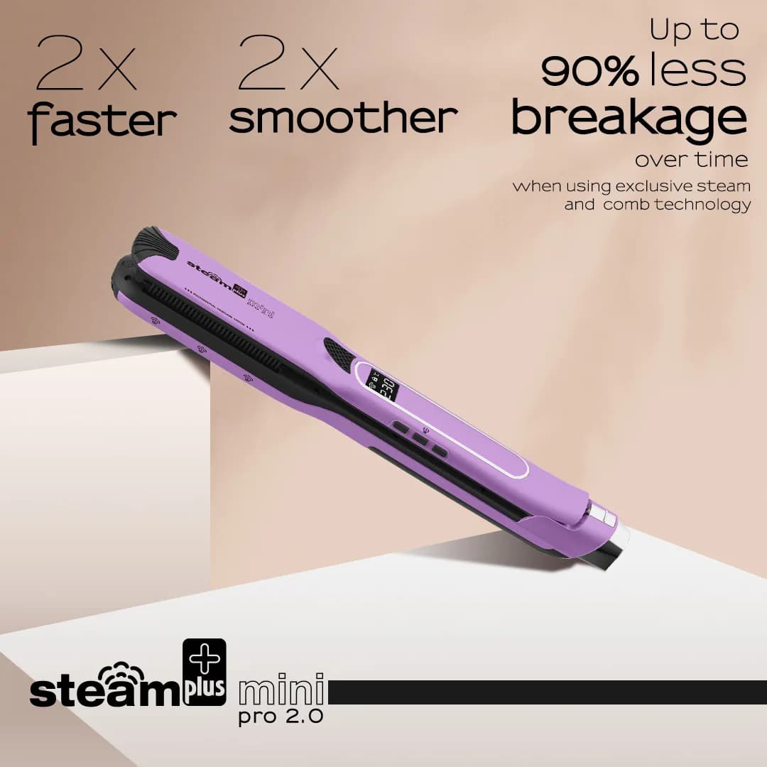 Mini steam hair plate with steam stem to curl or iron