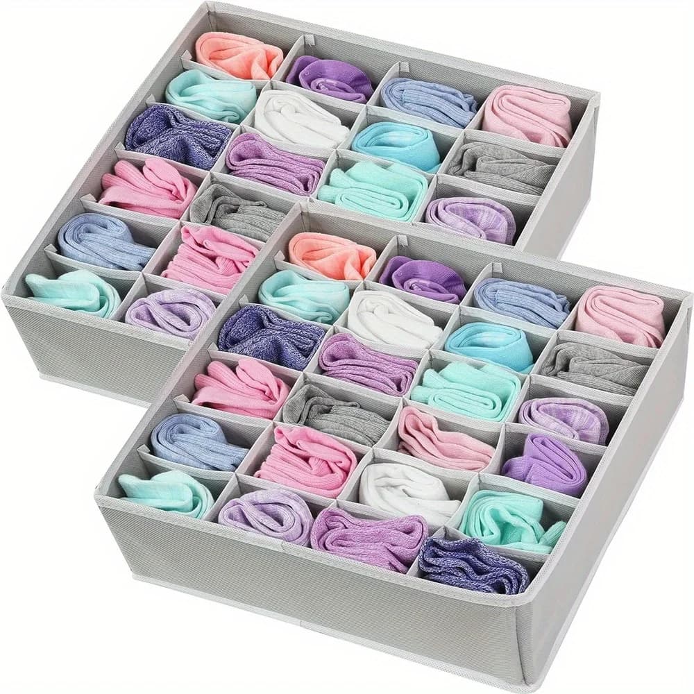 Organizer pieghevole per cassetti per calzini - Accessori da donna per riporre l'armadio - Scatole portaoggetti per biancheria intima con 24 griglie