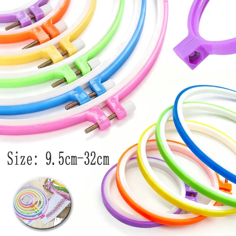 1/2/3PCS Plastic Embroidery and Cross Stitch Hoops Set Embroidery Hoops Rings Frame Adjustable Sewing Tools 9.5cm-32cm