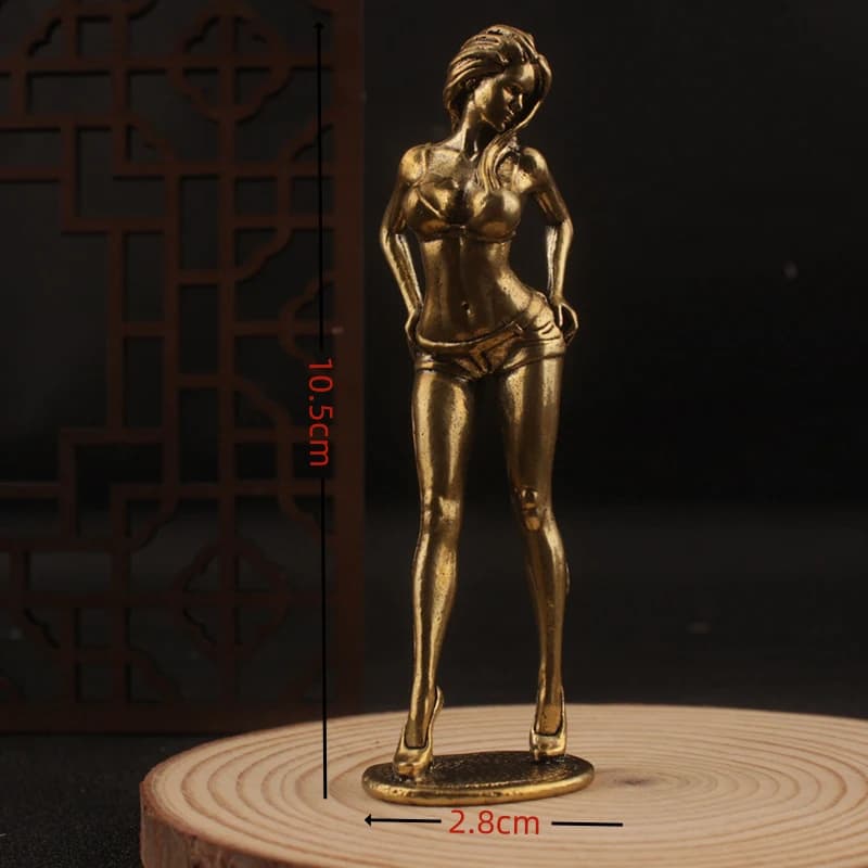 1 piece sexy bikini beauty figurine of solid copper beautiful woman ornament girl pattern statue collection gifts for men brothers