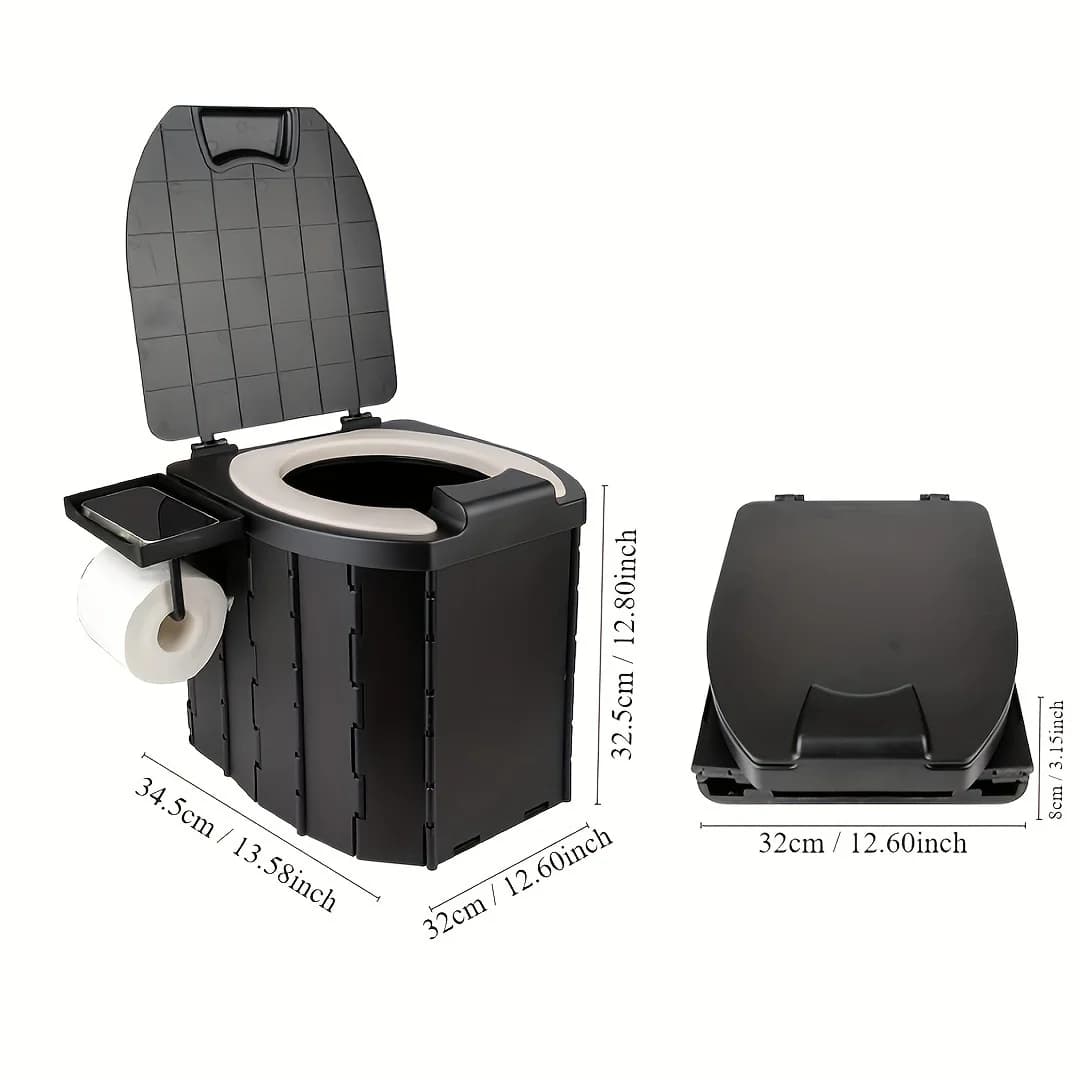 WC pieghevole con cuscino del sedile in PU include supporto per cellulare Porta carta igienica ideale per escursioni in campeggio ed escursioni all'aperto