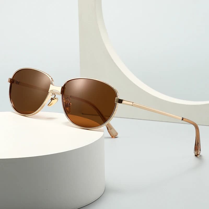 Occhiali da Sole Polarizzati Anti-UV con Montatura in Metallo a Forma di Diamante, Stile Trendy Europeo e Americano, per Uomo e Donna 31002