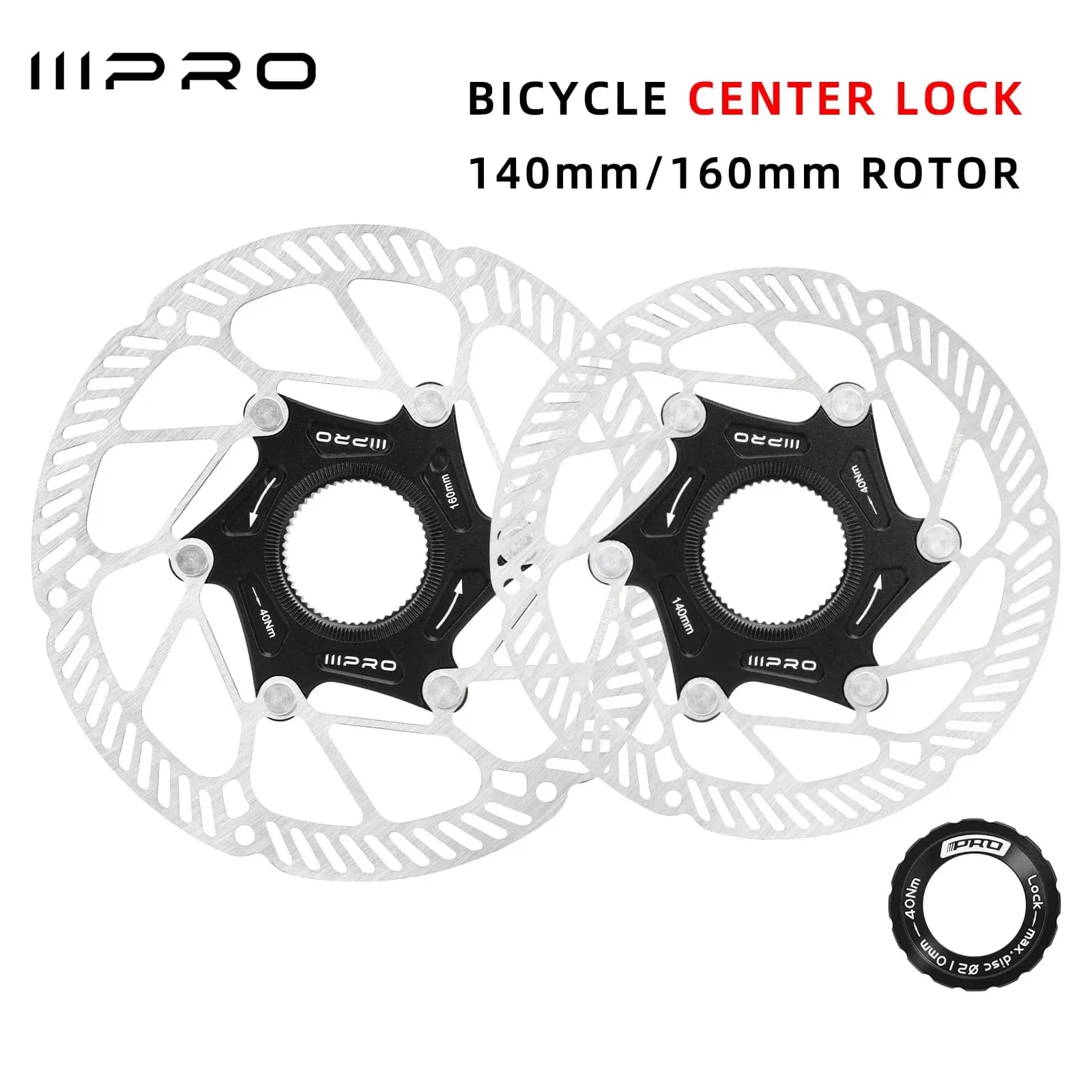 IIIPRO Ultralight Center Lock Disc Brake Rotor 140/160mm 1.8mm Thickness Hollow Disc for Road Bikes and Mountain Bikes