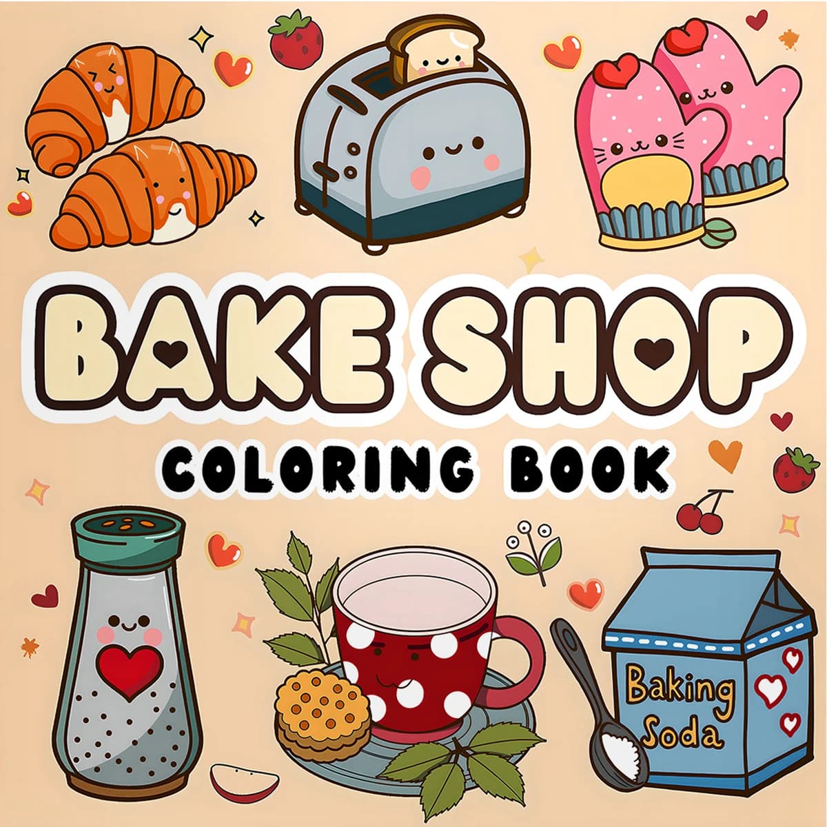 BAKE SHOP Bold-Easy Patterns Coloring Book for Adults And Teens, Cute Drawing Book Perfect Birthday Party Gift