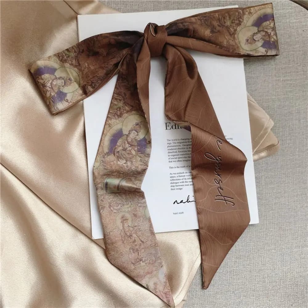 New Floral Headband Ribbon Chinese Style Headscarves Oil Painting Floral Bands