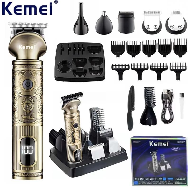 Kemei KM-1637 Custom Haircut Set Multifunction Haircut Set with LCD Display Beauty Set Haircut Set