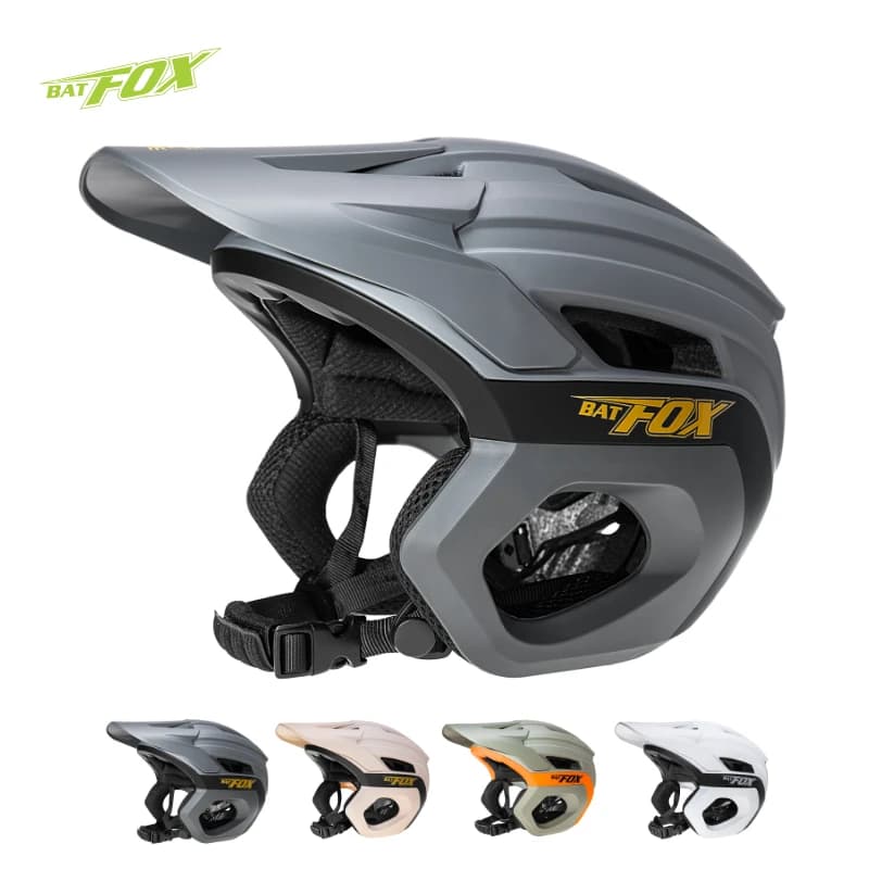 BATFOX New 3/4 Adult Helmet Mountain Bike Helmet Adjustable Size Men and Women's Ear Covers Bike Helmet MTB DH BMX