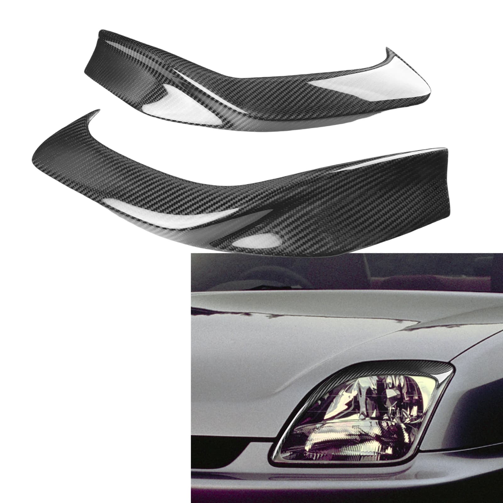 For Honda Prelude 1997-2001 Headlight Eyelid Eyebrow Trim Real Carbon Fiber Front Head Light Lamp Cover Brow Headlamp Sticker