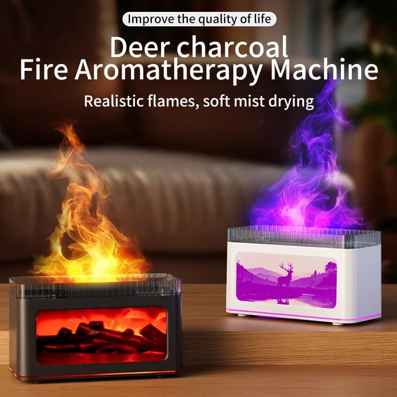 Diffusore di aromi per camino 3D di simulazione, spray aromatico per desktop domestico, umidificatore per camera da letto, profumo di olio essenziale multicolore Machi