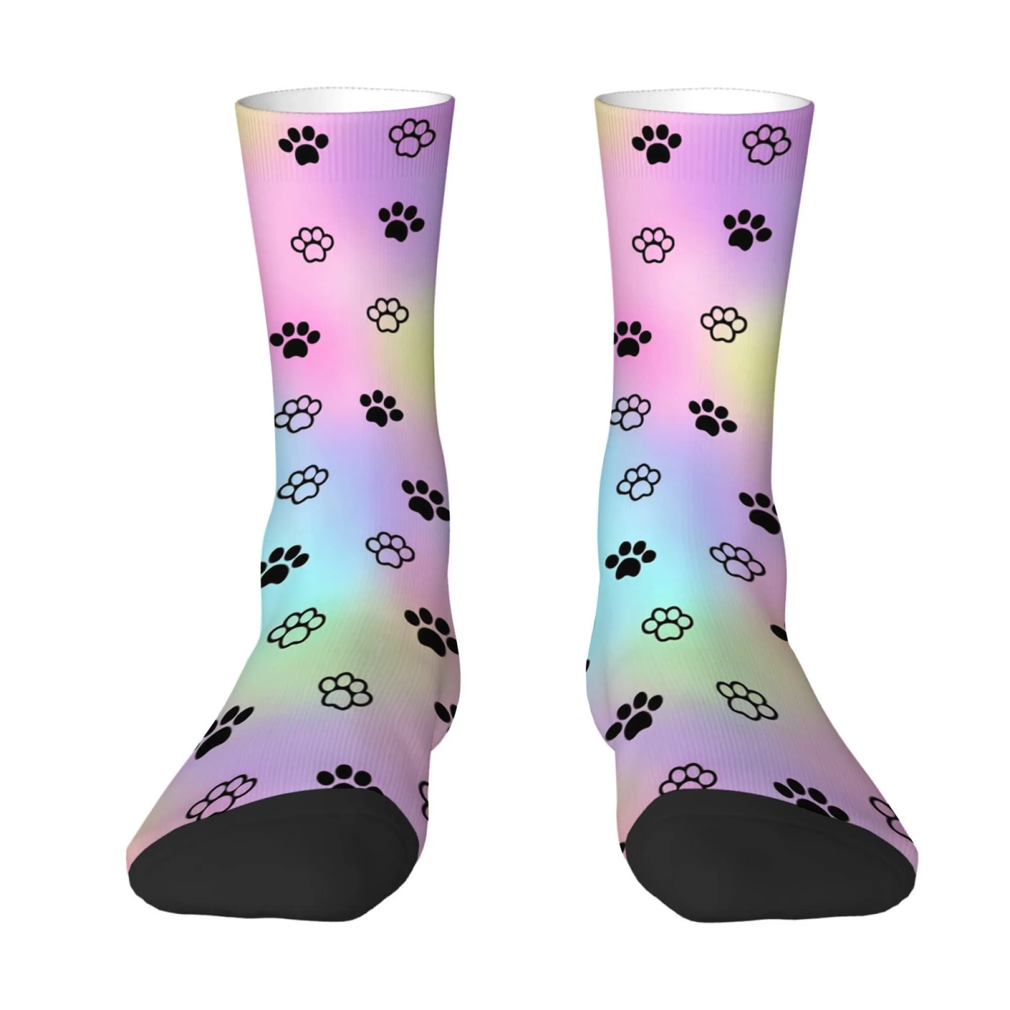 Calzini con stampa Rainbow Paw, calzini unisex antiscivolo traspiranti per esterni, calzini a compressione stile Harajuku, hip-hop, carini e alla moda.