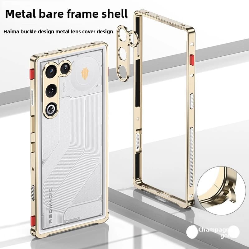 For ZTE Nubia Red Magic 11 Air Case Metal Bare Frame Seahorse Buckle Design with Lens Ring Cover For RedMagic 11 Air Funda