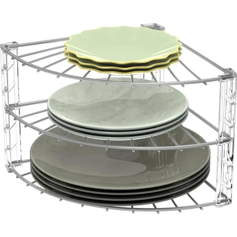 3-Tier Counter Corner Shelf Organizer, Silver