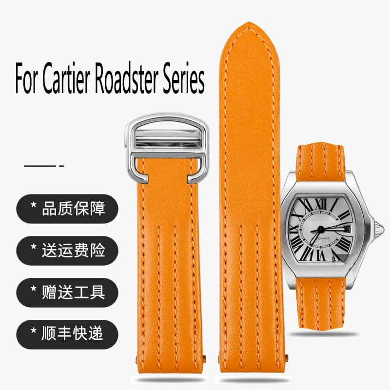20mm Watch Strap For Cartier Roadster Sports Car W6206018 W6206017 High-quality Men women Cow Leather Watch Band 19mm Bracelet