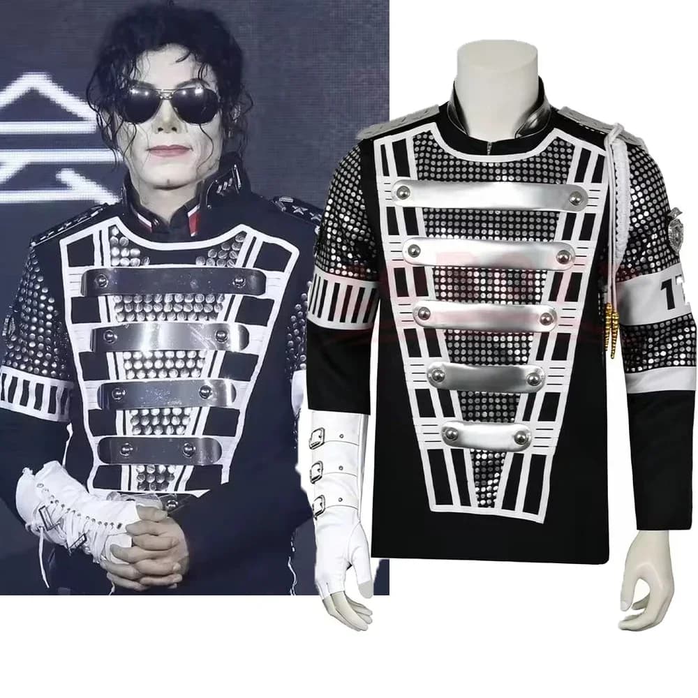 Punk Michael Jackson Impersonator Halloween Party Cool Gaorgeous Teaser Jacket Outerwear for White Glove Photo Shoot Outfit Jack
